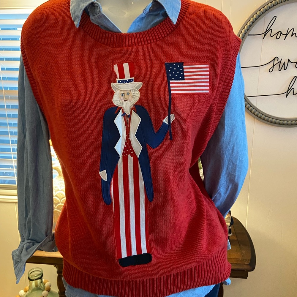 Sharon Young Red Patriotic Sweater Vest